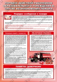 Стенд Порядок действий работников образовательного учреждения в случае возникновения пожара